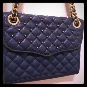 Blue and Gold Studded Rebecca Minkoff Leather Bag